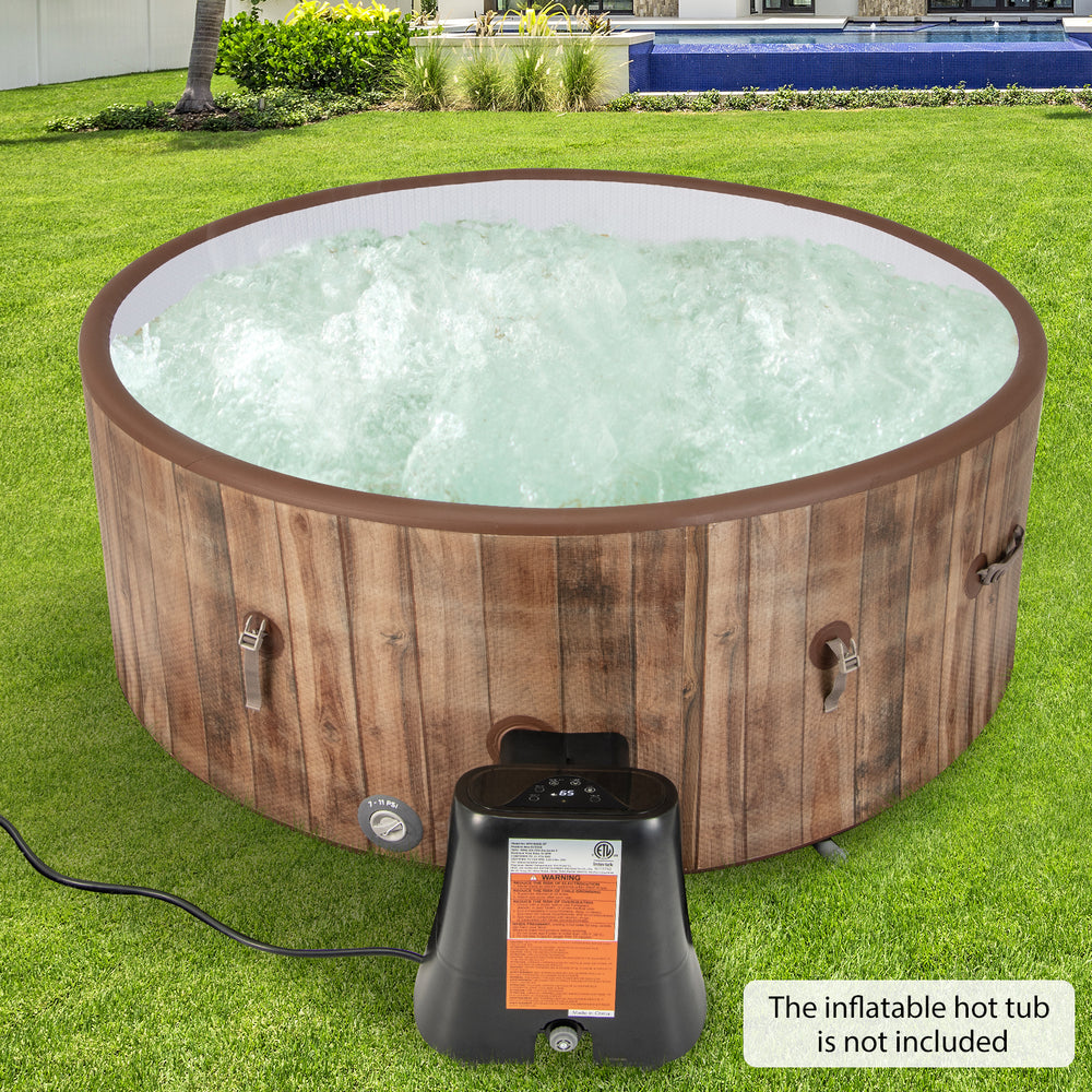 Electric heater pump with touch panel and LED display for inflatable hot tubs, designed for efficient heating and.