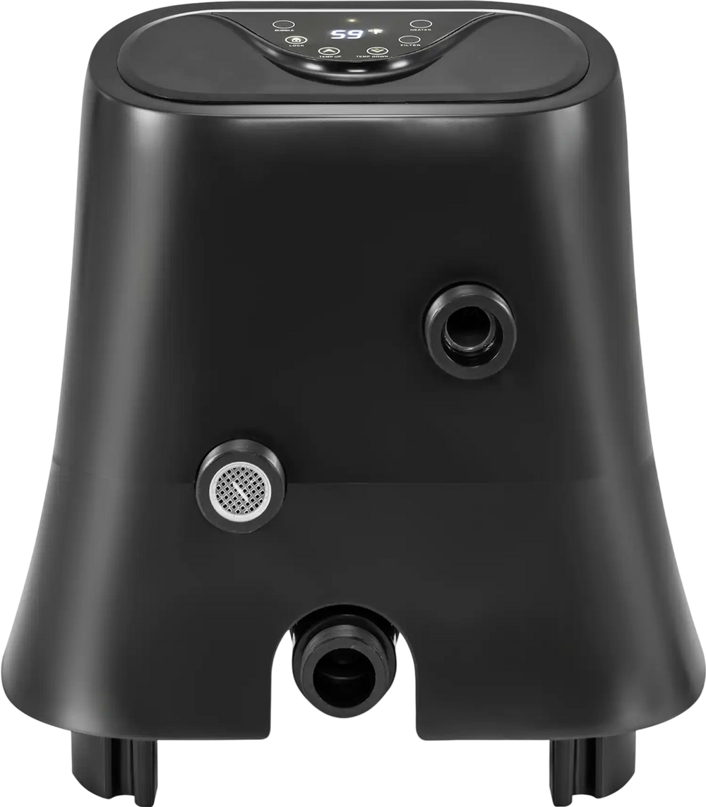 1350W electric heater pump in black with touch panel and LED display, designed for efficient heating of inflatable hot.