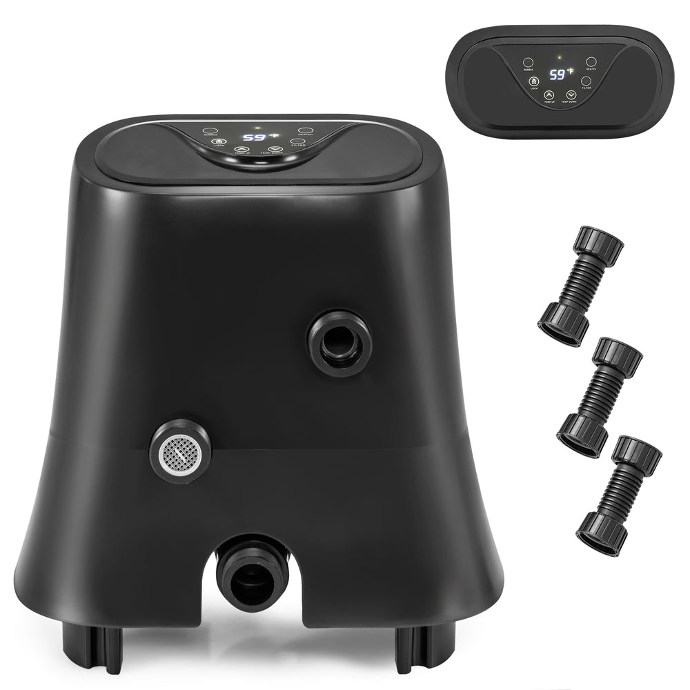 1350W electric heater pump in black with touch panel and LED display, designed for inflatable hot tubs.