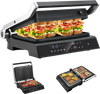 3 in 1 indoor electric panini press grill with LED display, featuring non-stick plates and adjustable lid for versatile.