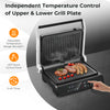 3 in 1 indoor electric panini press grill with LED display, featuring adjustable temperature and non-stick grill plates.