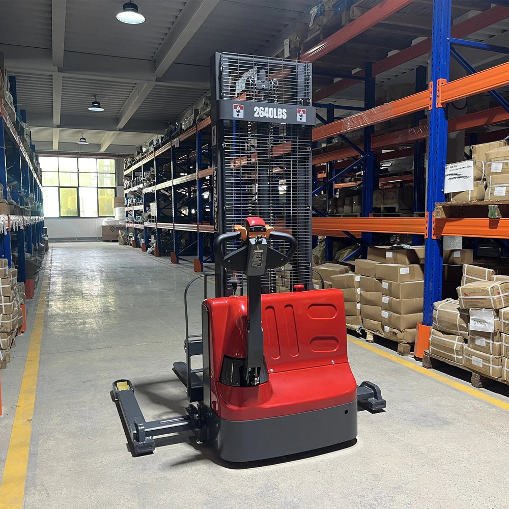 2640lbs Lithium-ion Electric Straddle Stacker,  118" Lift,  Adjustable Legs & Forks,  F26-118S