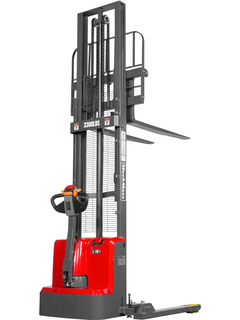 3300lbs Lithium-ion Electric Straddle Stacker,  118" Lift,  Adjustable Legs & Forks,  F33-118S