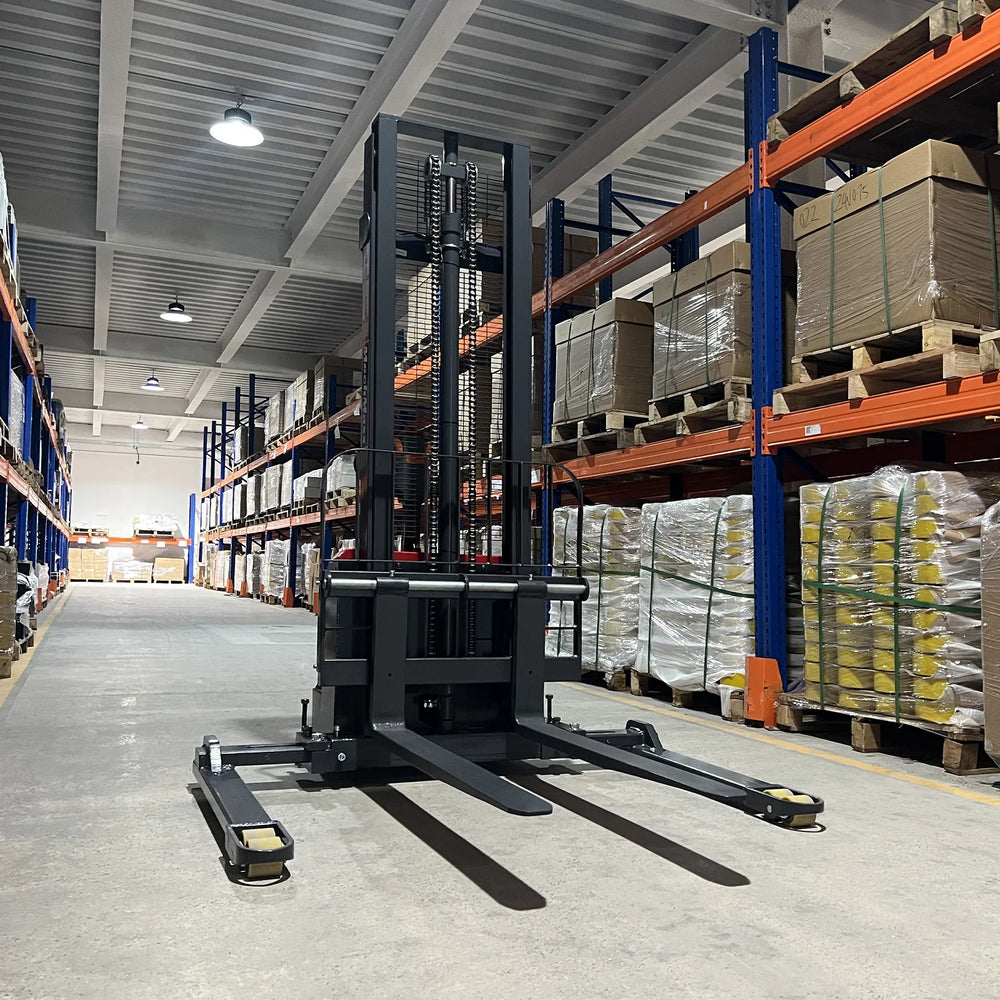 3300lbs Lithium-ion Electric Straddle Stacker,  118" Lift,  Adjustable Legs & Forks,  F33-118S
