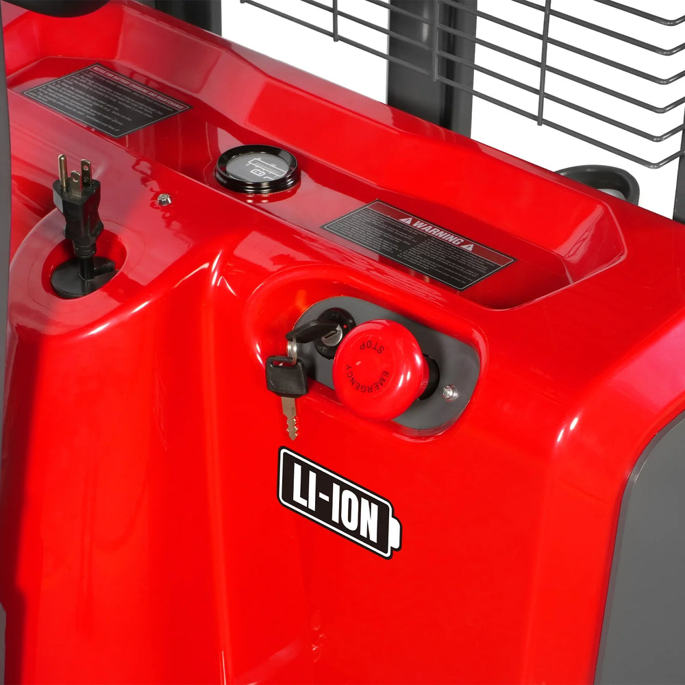 3300lbs Lithium-ion Electric Straddle Stacker,  98" Lift,  Adjustable Legs & Forks,  F33-98S