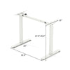 Height adjustable electric standing desk frame in white, with dimensions 27.5"-45.5" for ergonomic use.