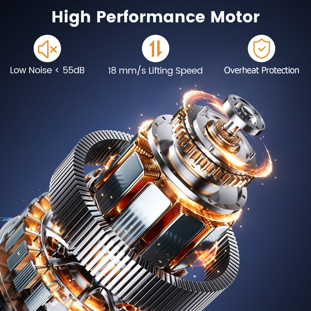 High-performance motor for electric standing desk frame with low noise, 18mm/s lifting speed, and overheat protection.