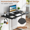 Electric standing desk with a spacious 48" x 24" black tabletop, featuring rounded corners for safety and durability.