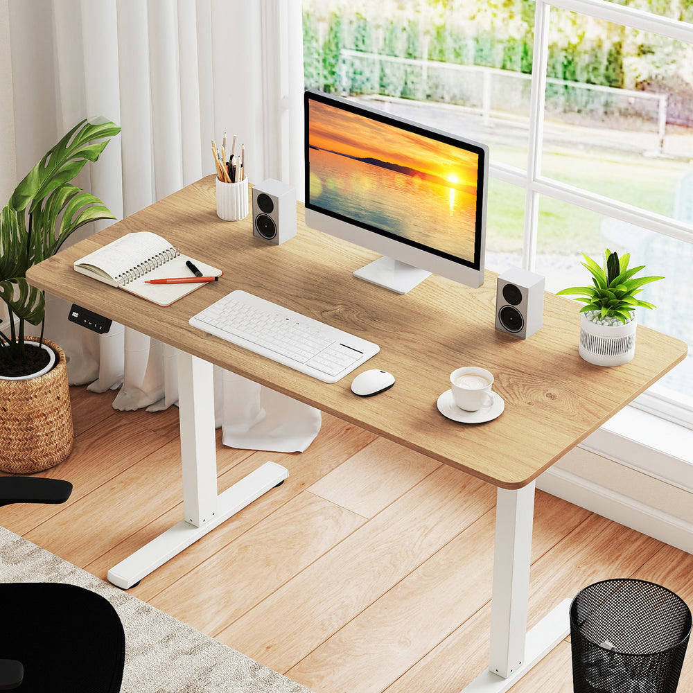 Electric Standing Desk with LED Display and 2 Memory Height Settings-Natural - Gallery View 1 of 9