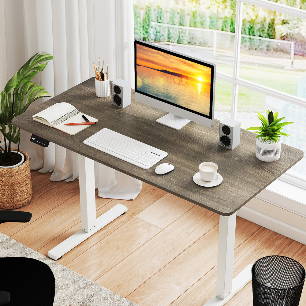 Electric Standing Desk with LED Display and 2 Memory Height Settings-Gray - Gallery View 1 of 9