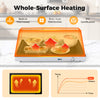Electric warming tray showcasing even heat distribution, built-in thermostat, and durable stainless steel design for.