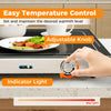 Electric warming tray with adjustable temperature control and indicator light, ideal for keeping food warm at events.