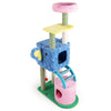 Multi-level elephant themed cat tree in blue with two condos, perfect for adult cats to play and relax.