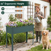 Elevated metal raised garden bed in green, 32” ergonomic height, ideal for cultivating flowers and herbs without.