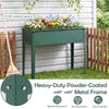 Elevated green metal raised garden bed with legs, featuring drainage holes and a 110 lbs capacity for easy plant.