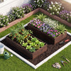 Spacious elevated wooden garden planter box kit with vibrant flowers and vegetables, ideal for outdoor spaces.