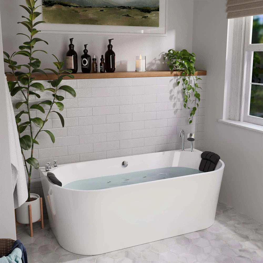 Empava Bathtub 59" Freestanding Hydro Massage Whirlpool with Center Drain New