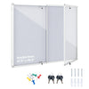 Lockable cork notice board with aluminum frame, double doors, and grey felt surface for secure item display.