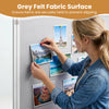 Grey felt fabric surface of the lockable cork notice board securely holds items, ideal for offices and classrooms.