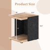 2-tier end table with open storage shelf, oak finish, measuring 18" x 16.5" x 19.5", perfect for living room or bedroom.