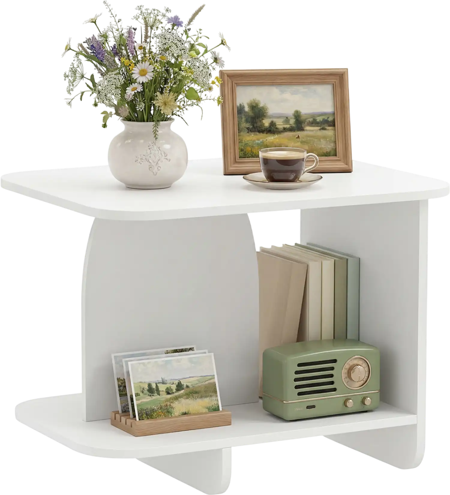 Costway 2-Tier End Sofa Side Table with Storage Shelf 85253924 New