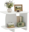 White 2-tier end table with rounded corners, featuring a storage shelf, ideal for small spaces in living rooms or.