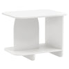 White 2-tier end table with rounded corners and storage shelf, ideal for small spaces in living rooms or bedrooms.