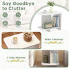 White 2-tier end table set with a wide tabletop and 2 side shelves, perfect for living room or bedroom storage.