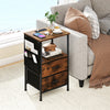 End table with charging station, featuring a spacious tabletop, two folding fabric drawers, and side storage pouches.