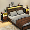 End Table with Charging Station Set of 2 Nightstand with 2 Folding Fabric Drawers - Gallery View 1 of 9