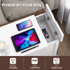 End table with charging station featuring 2 outlets, 2 USB ports, and a flip top for easy access in white finish.