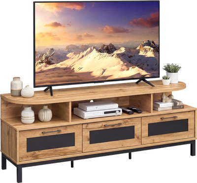 Costway Entertainment Center TV Stand w/ 3 Storage Drawers Open Shelves 64089099 New