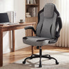 Ergonomic gray computer office chair with 90° flip-up armrests, upholstered seat, and adjustable height for comfort.