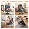 Ergonomic grey office chair with retractable footrest, adjustable armrests, and full-body support for ultimate comfort.