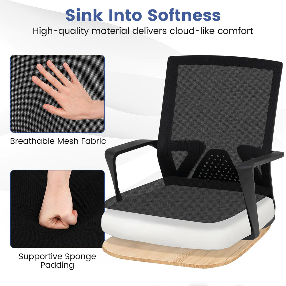 Ergonomic desk chair with lumbar support, breathable mesh fabric, and soft padded seat for ultimate comfort.