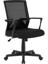 Ergonomic desk chair in black featuring a breathable mesh back and soft padded seat for enhanced comfort during work.