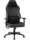 Ergonomic high back computer chair in black with adjustable headrest, lumbar pillow, and 360° swivel for comfort.