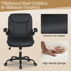 Ergonomic black office chair with thickened PU leather seat cushion and flip-up armrests for enhanced comfort and.