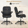 Ergonomic black leather office chair with flip-up armrests, adjustable height, and rocking function for comfort and.