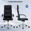 Ergonomic black leather office chair dimensions with adjustable height, lumbar support, and 330 lbs weight capacity.