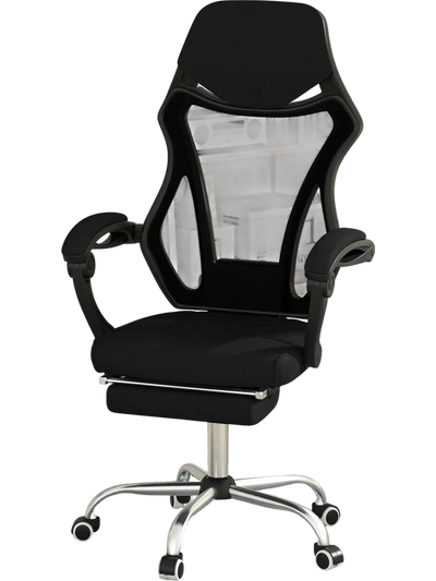 Costway Ergonomic Mesh Office Chair w/ Footrest Tilting Backrest Black 69814237 New
