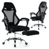 Ergonomic black mesh office chair with adjustable footrest and tilting backrest for ultimate comfort and support.
