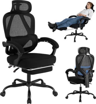 Costway Ergonomic High Back Mesh Office Chair w/ Retractable Footrest 22196285 New