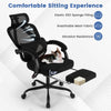 Ergonomic black office chair with retractable footrest, breathable mesh fabric, and adjustable lumbar support for.