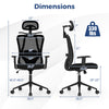 Ergonomic office chair with 3D headrest, reclining backrest, and adjustable height for comfort and support.