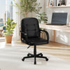 Ergonomic office chair with ribbed stitching, chrome armrests, and 360-degree wheels for home or business use.