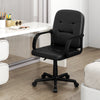 Ergonomic office chair with high back, chrome armrests, and 360-degree wheels for home or business use.