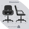Ergonomic office chair dimensions with high back support, chrome armrests, and 360-degree wheels for versatile use.