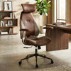 Ergonomic Office Chair Computer Desk Chair with 2D Headrest and Rocking Backrest-Brown - Gallery View 1 of 11