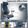 Ergonomic office chair with 2D headrest and rocking backrest, featuring cozy padded armrests and breathable flax fabric.